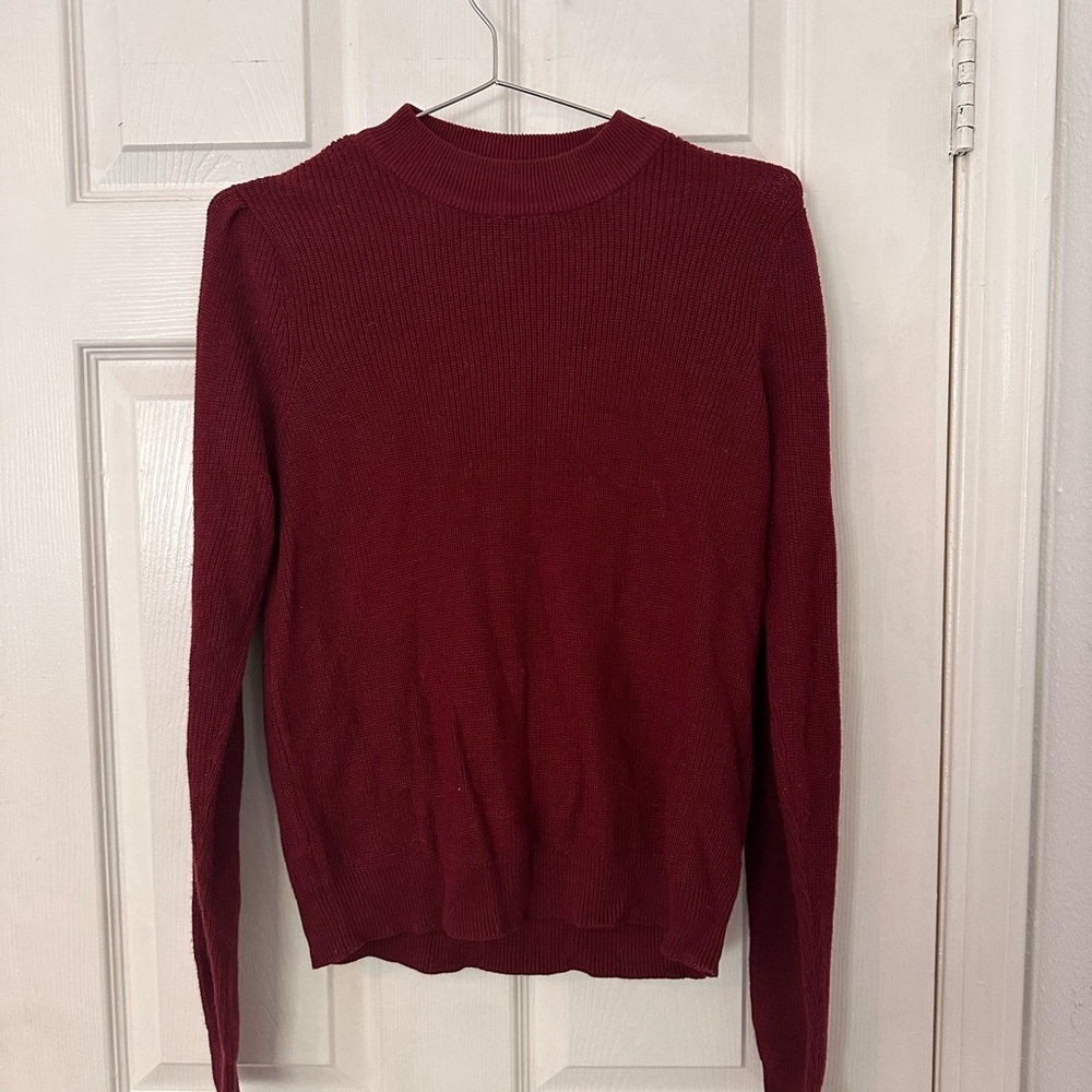 Burgundy red mock neck sweater